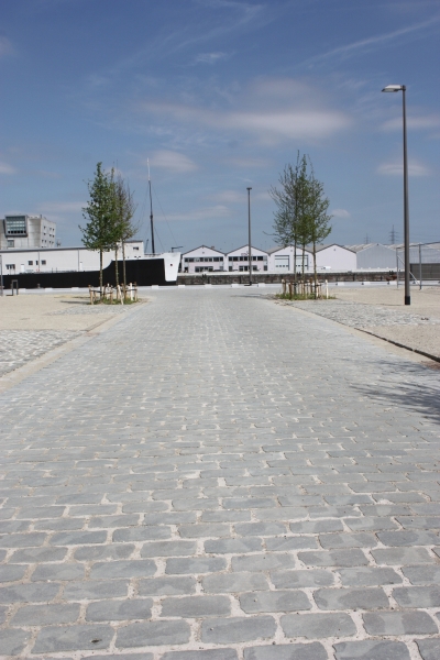 Antwerpen Cadix Noorddok herbruik porfier en gezaagde porfier