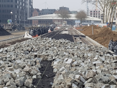 Antwerpen Leien gezaagde vierkante porfier in porfiersplit